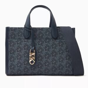 Michael Kors NWT Gigi Empire Signature Logo Small‎ Tote Messenger Bag Purse Blue